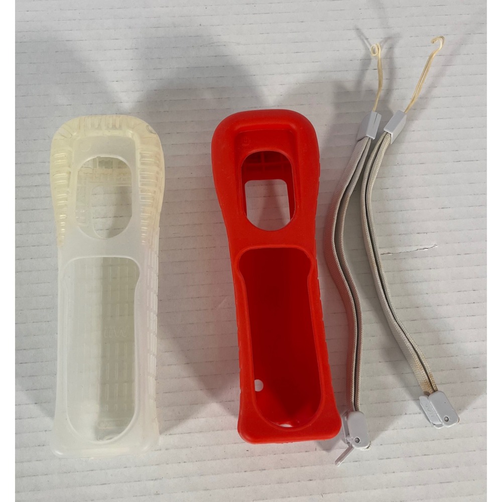 Nintendo Wii Remote Jacket and Wrist Strap Bundle Red Clear Accessory